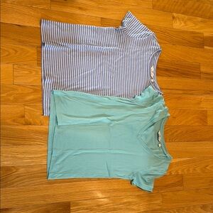 Striped Blue and Solid Teal T-Shirts